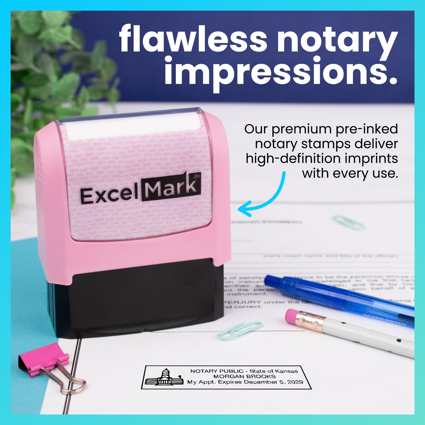 Pink Kansas Notary Stamp