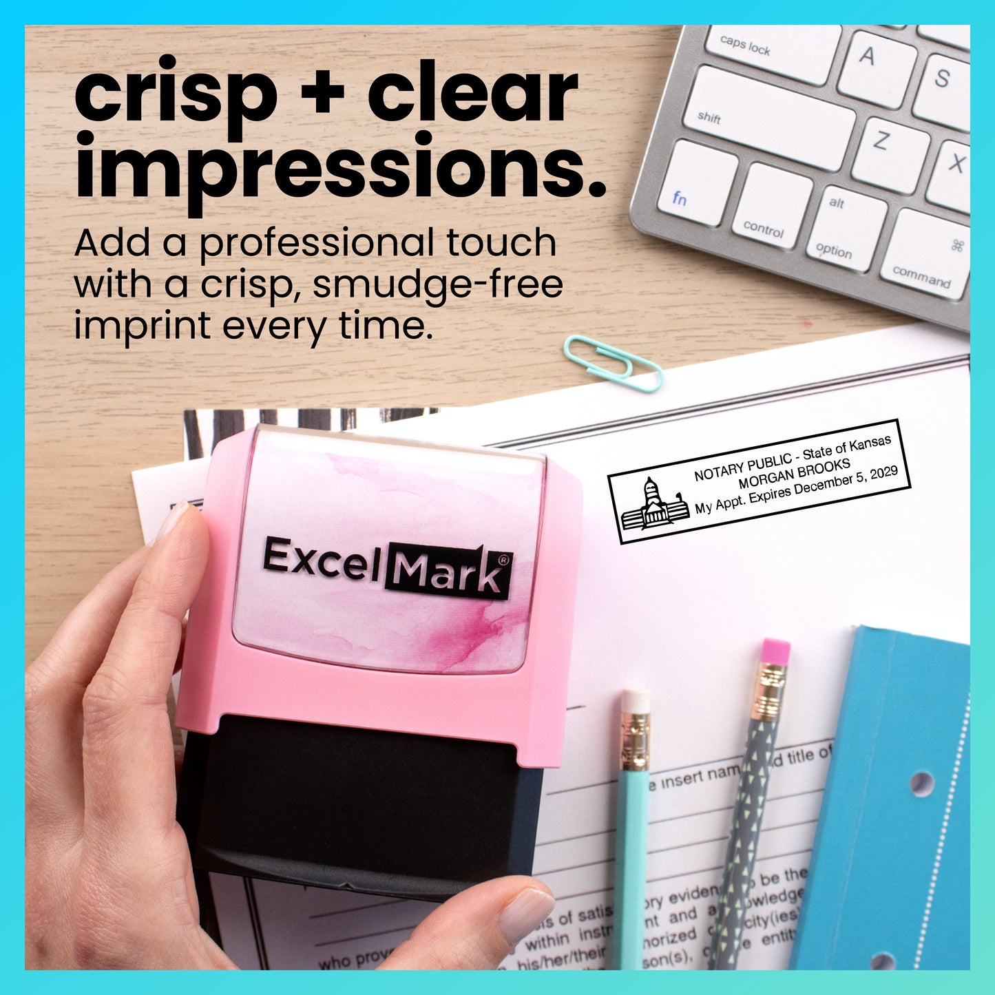 Pink Kansas Notary Stamp