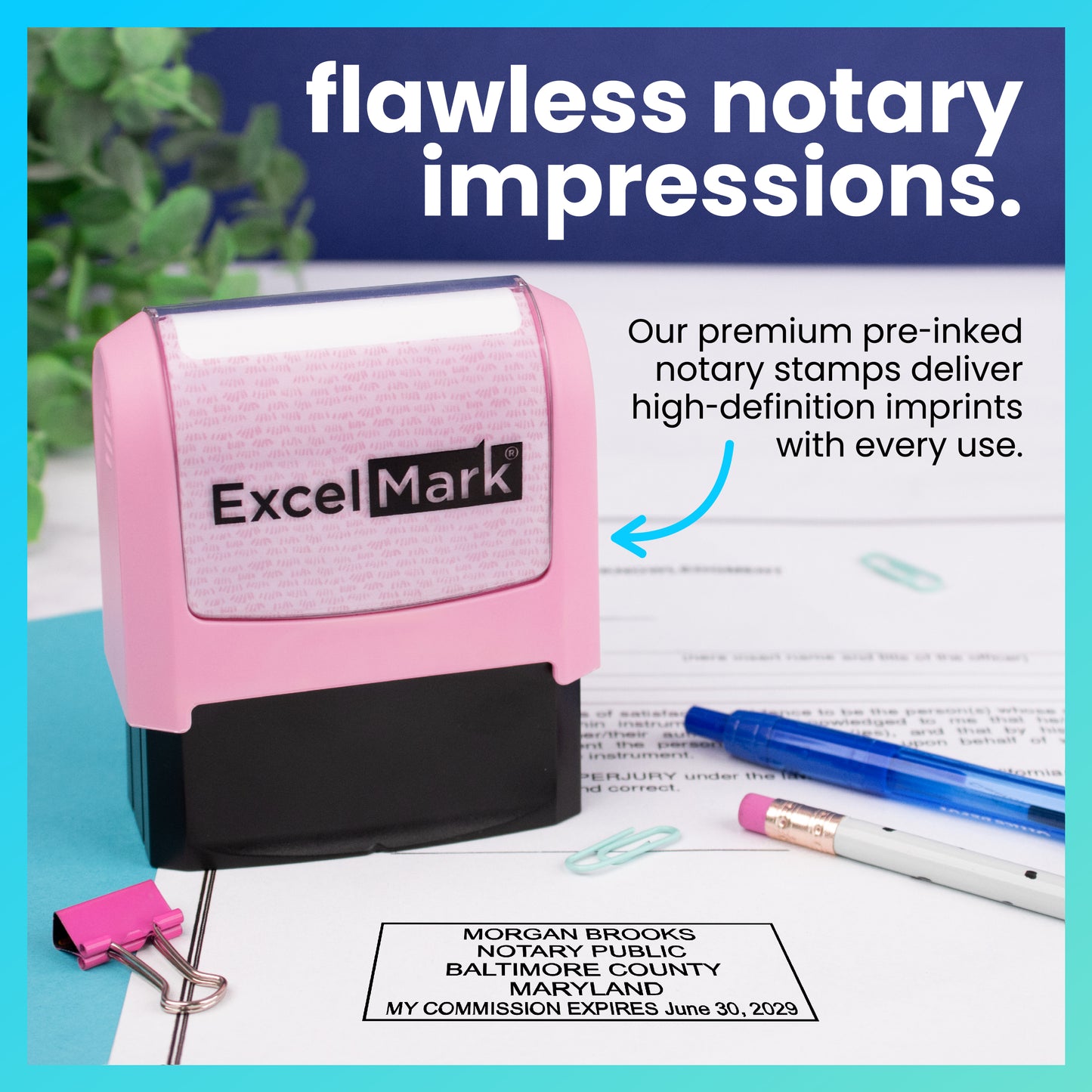 Pink Maryland Notary Stamp