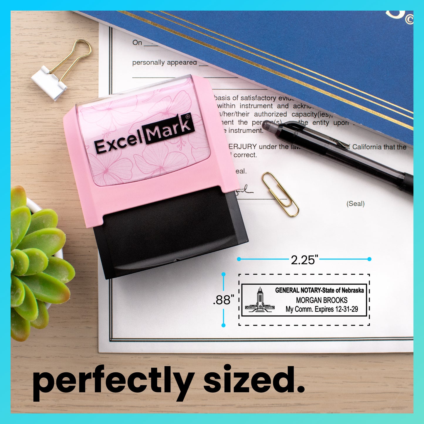 Pink Nebraska Notary Stamp