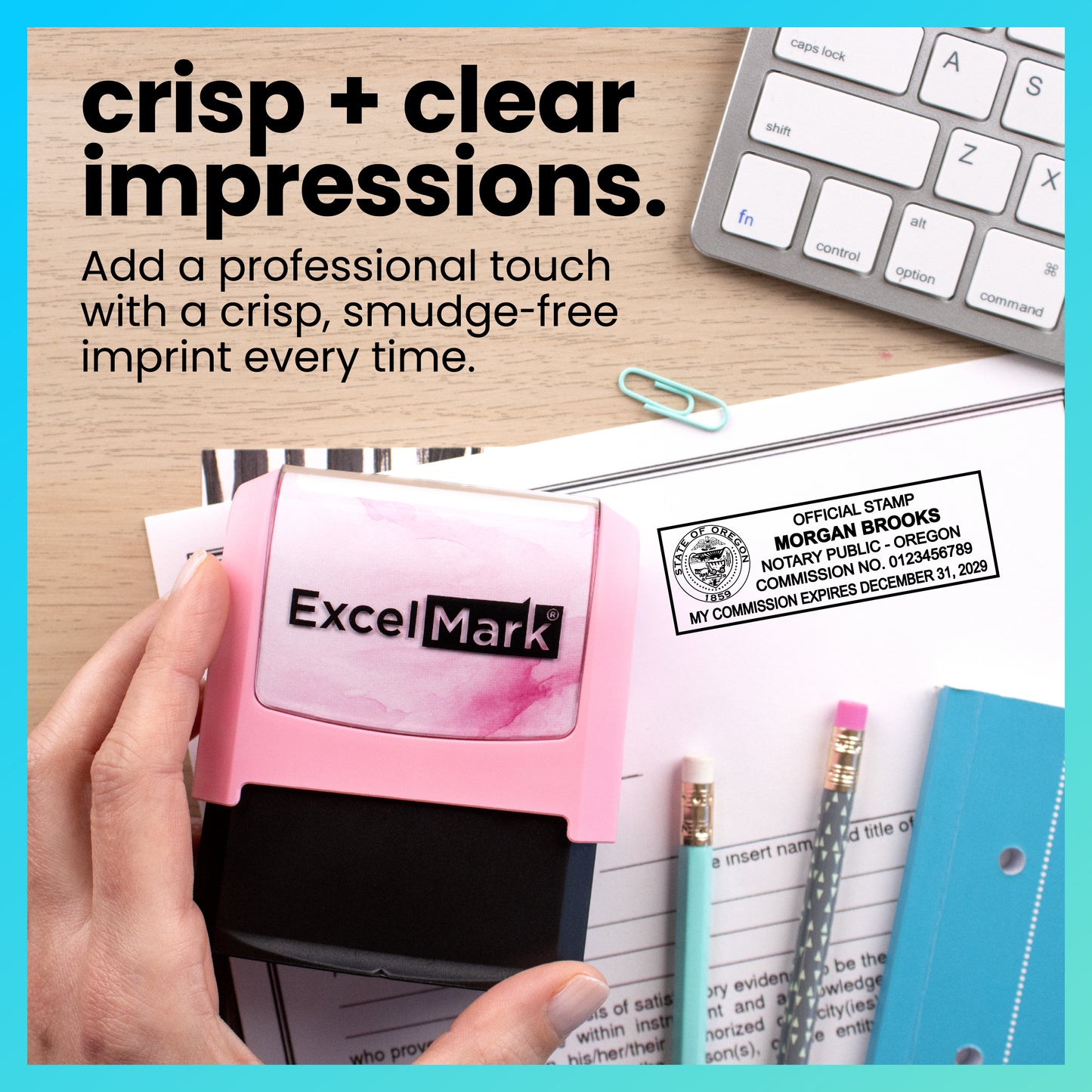 Pink Oregon Notary Stamp