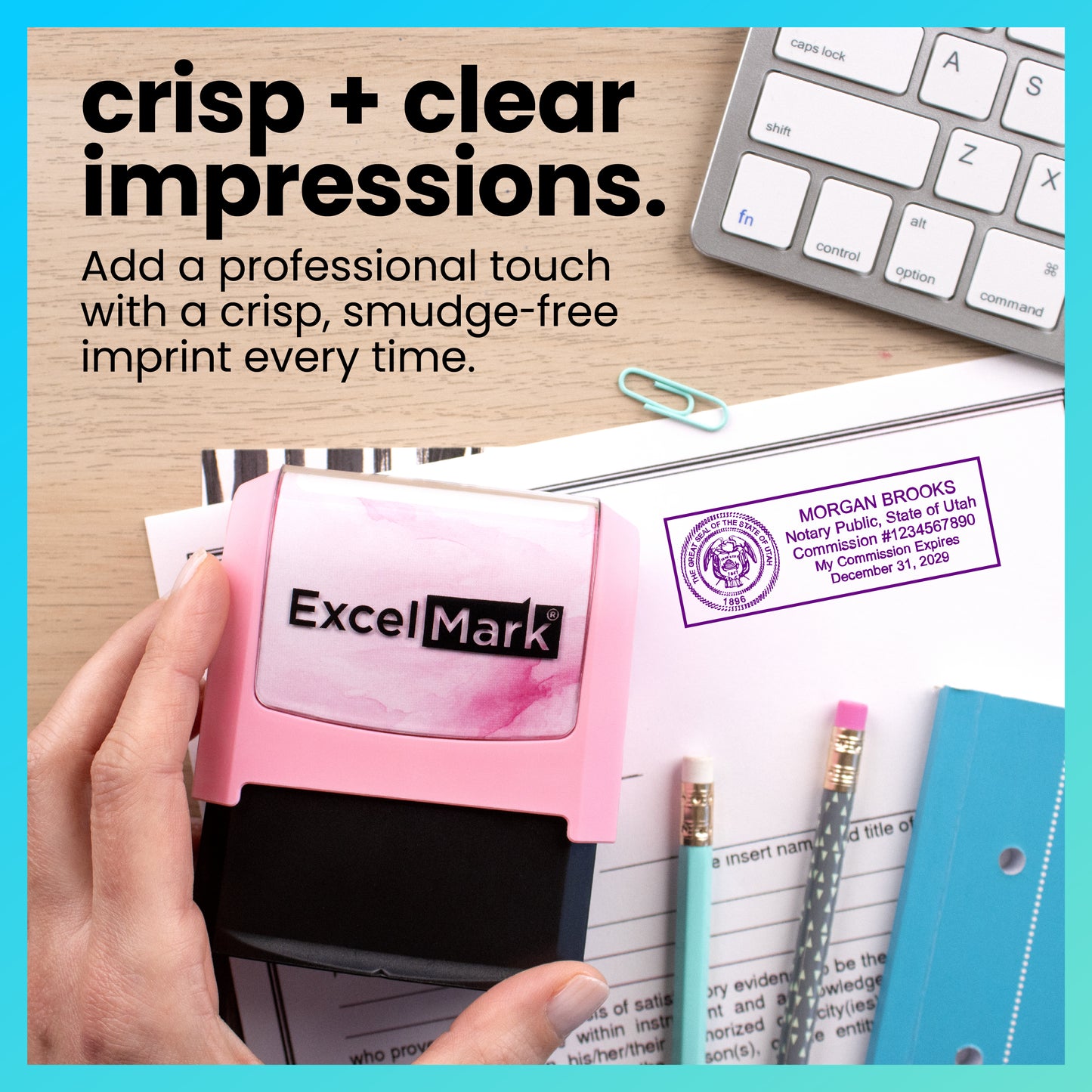 Pink Utah Notary Stamp