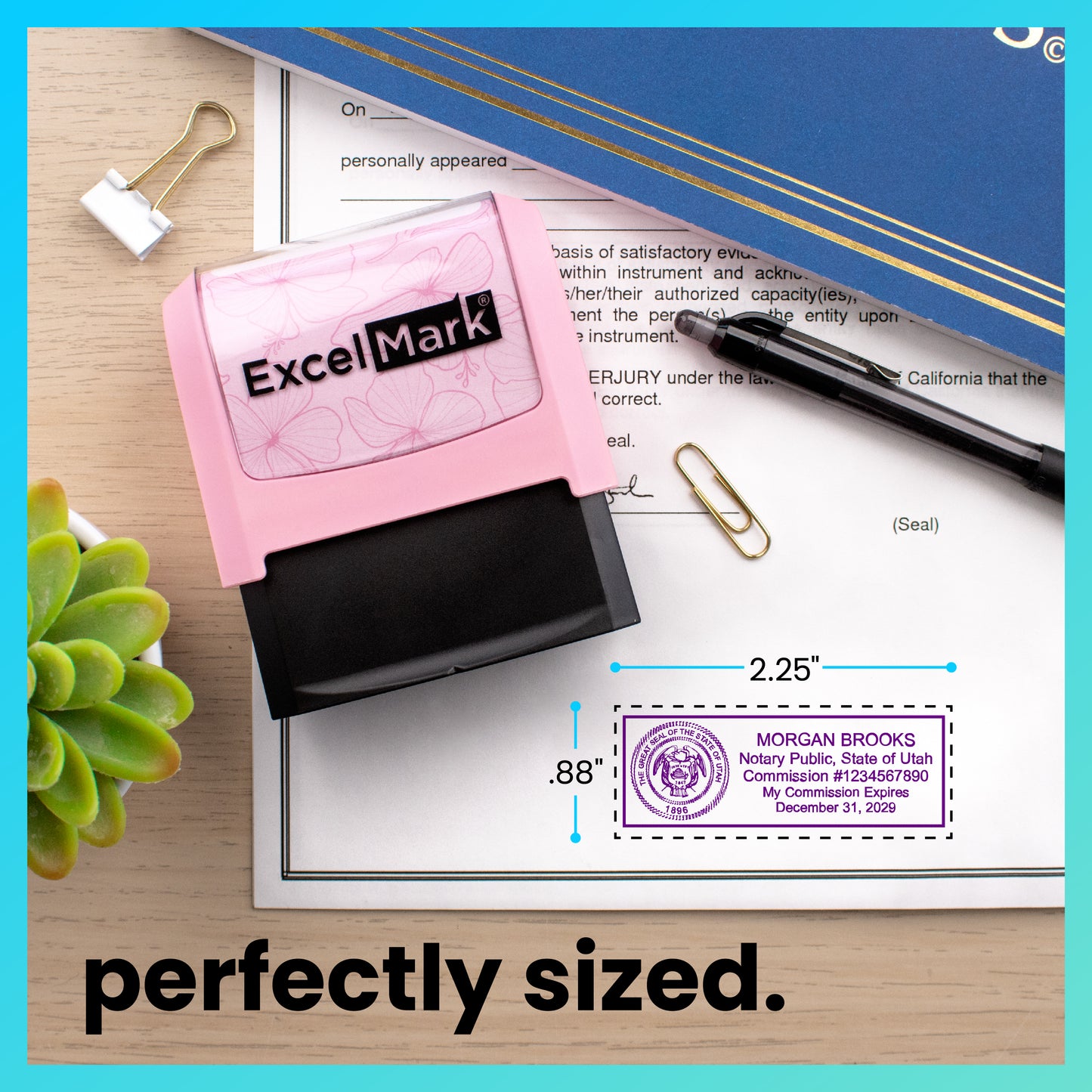 Pink Utah Notary Stamp