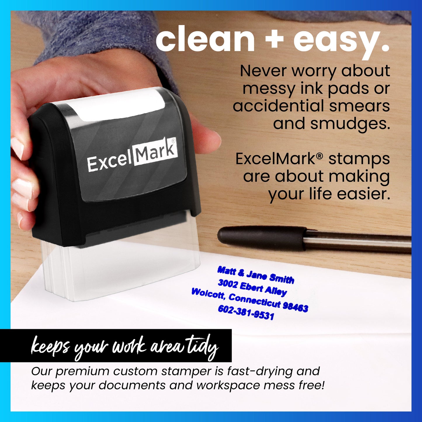 ExcelMark Pre-Inked Stamps - Made in the USA