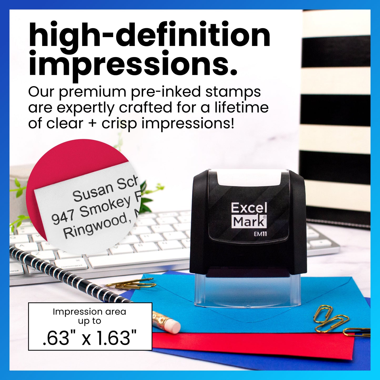 ExcelMark Pre-Inked Stamps - Made in the USA