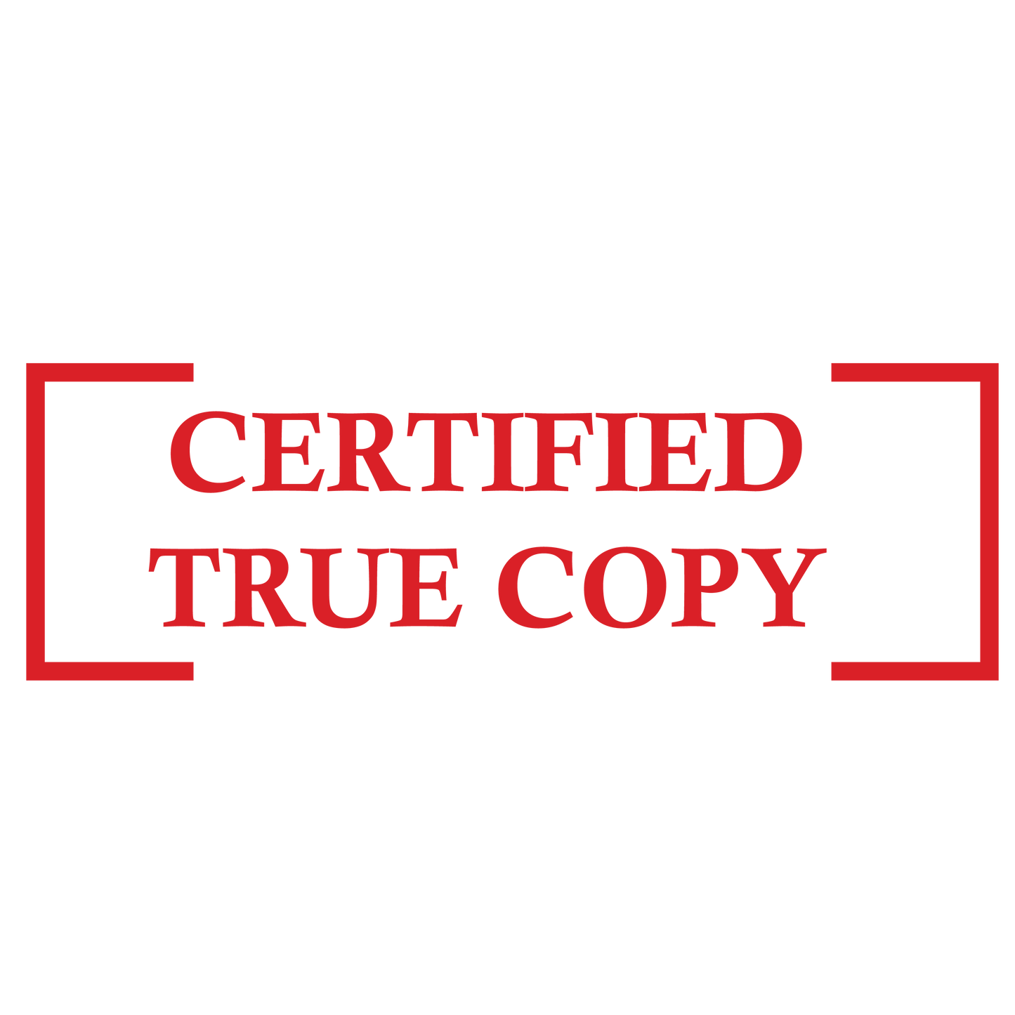 Bracket CERTIFIED TRUE COPY Stamp