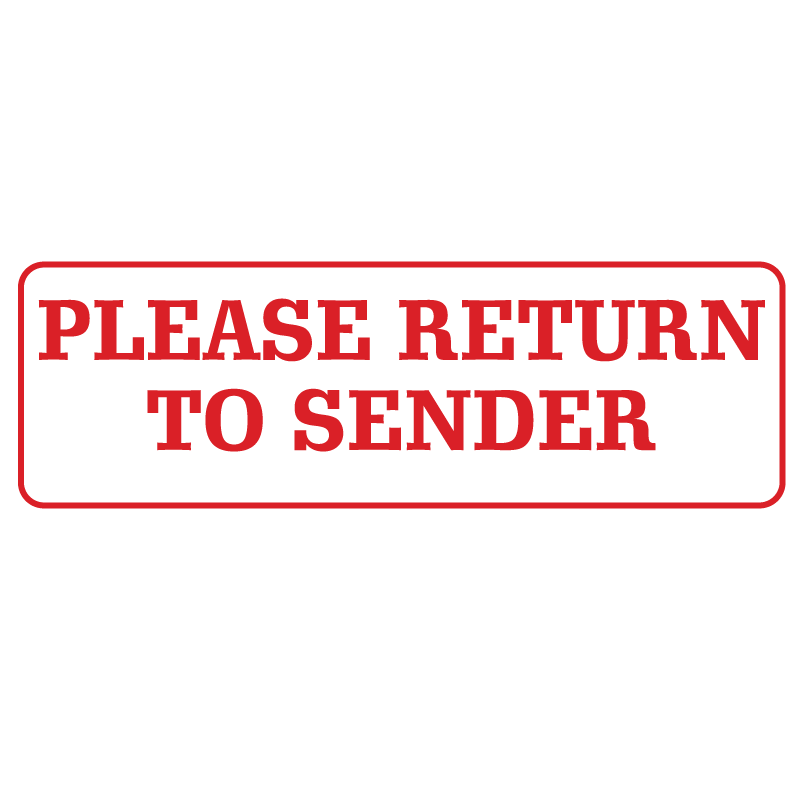 PLEASE RETURN TO SENDER Stamp