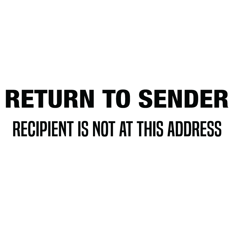 RETURN TO SENDER NOT ADDRESS Stamp