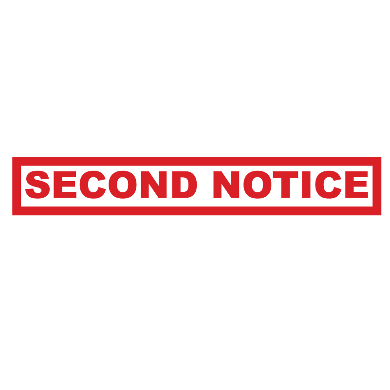 Box SECOND NOTICE Stamp