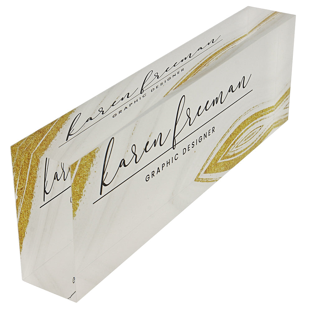 Marble Gold Acrylic Block Nameplate