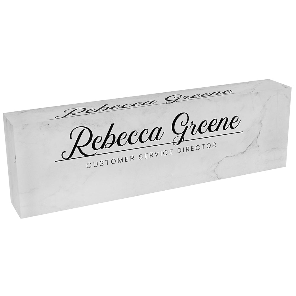 Clear Marble Acrylic Block Nameplate