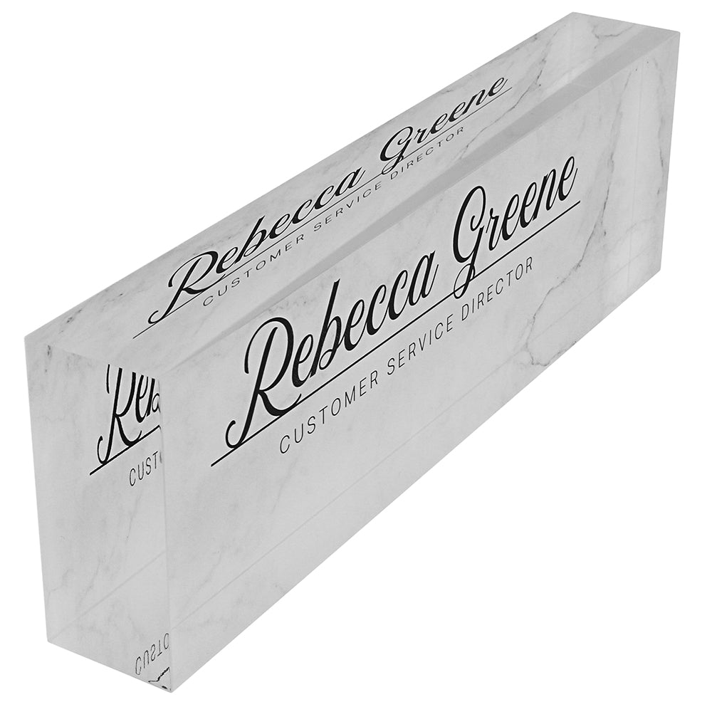 Clear Marble Acrylic Block Nameplate