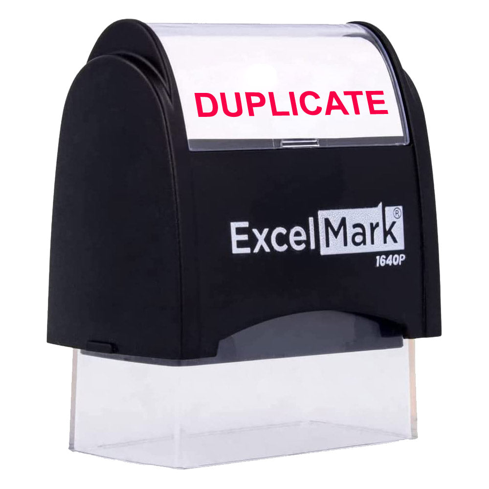 Self-Inking DUPLICATE Stamp In Green - Pre-Inked Business Stamp For Office Documents