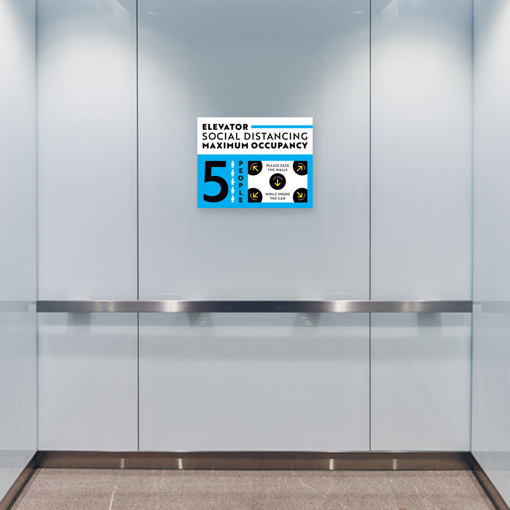 Maximum Occupancy of 5 Elevator Sign