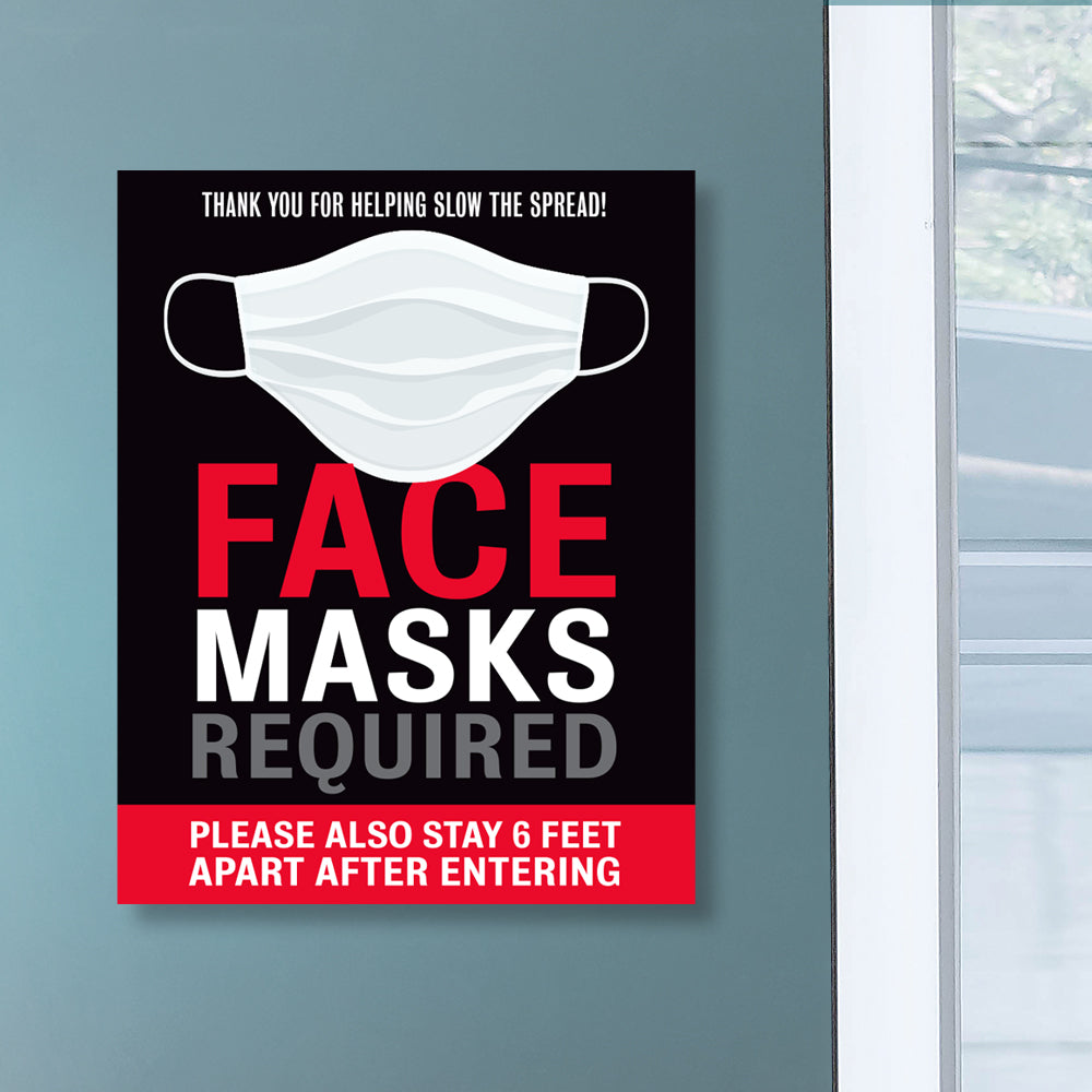 Face Masks Required & Six Feet Apart Decal