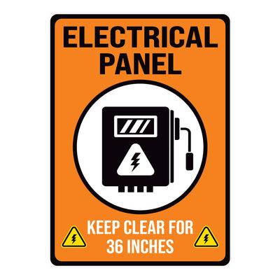 Orange Electrical Panel Keep Clear 36 Inches Warehouse Safety Sign