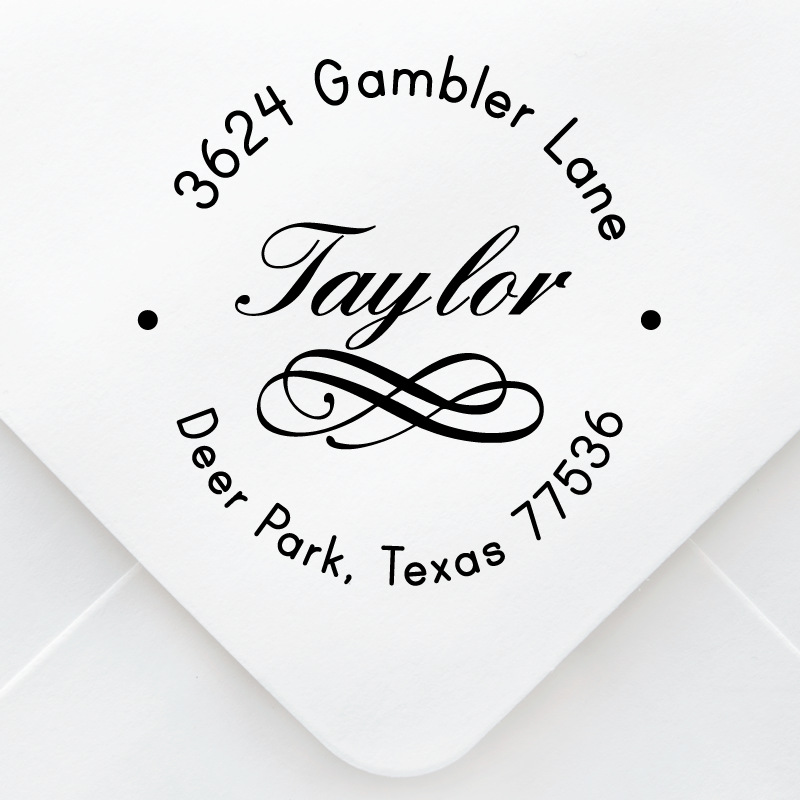 Flourish Name Address Stamp