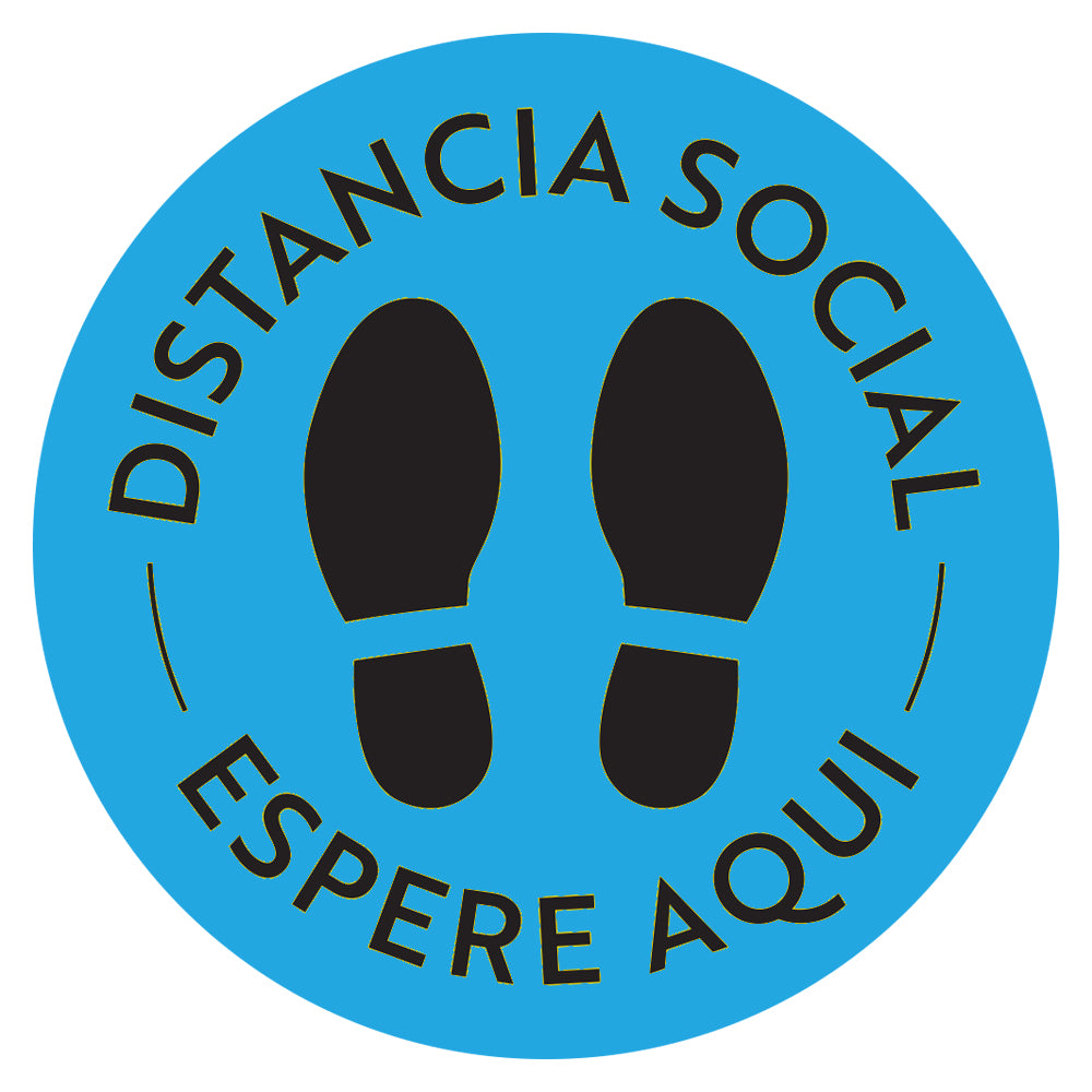 Etiquetas De Piso de Distancia Social De Pie Aquí Azul