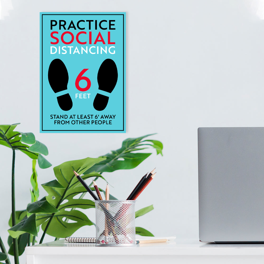 Practice Social Distancing Six Feet Sign