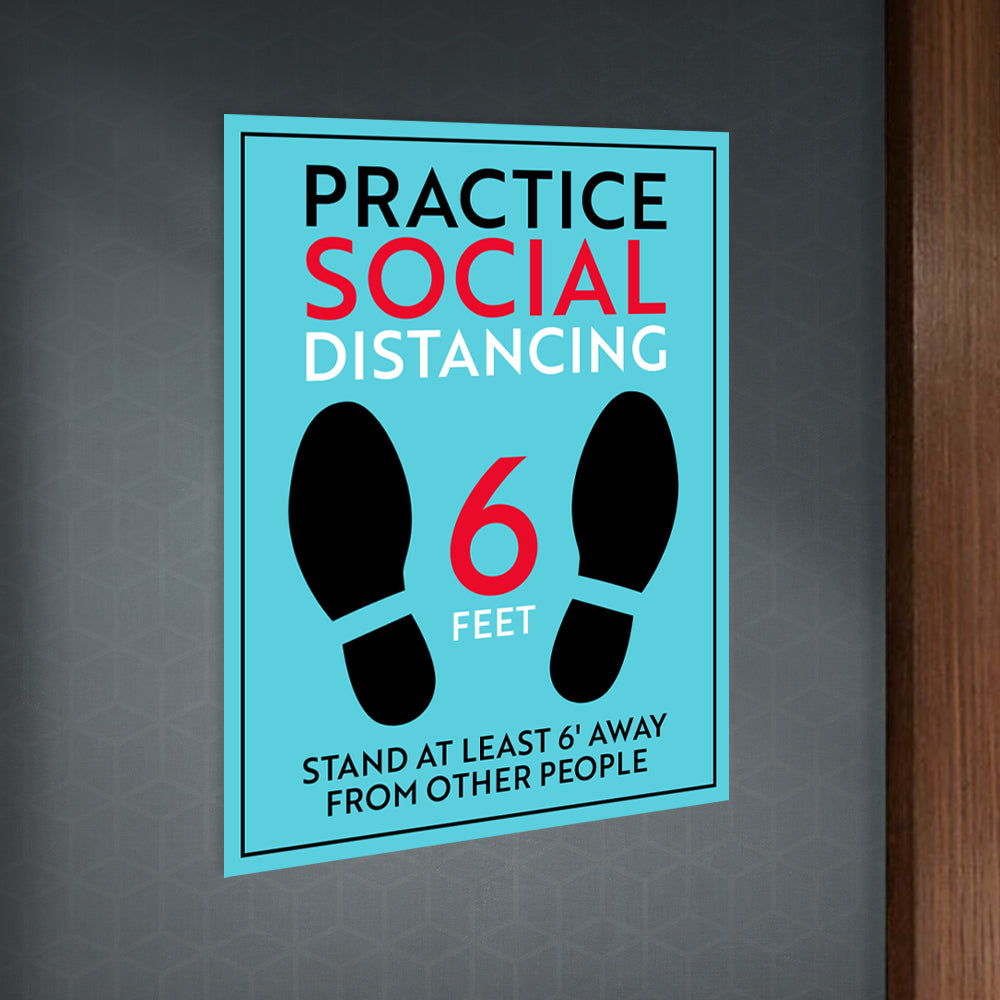 Practice Social Distancing Six Feet Sign