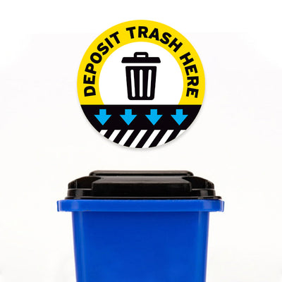 Yellow Deposit Trash Here Floor Decal