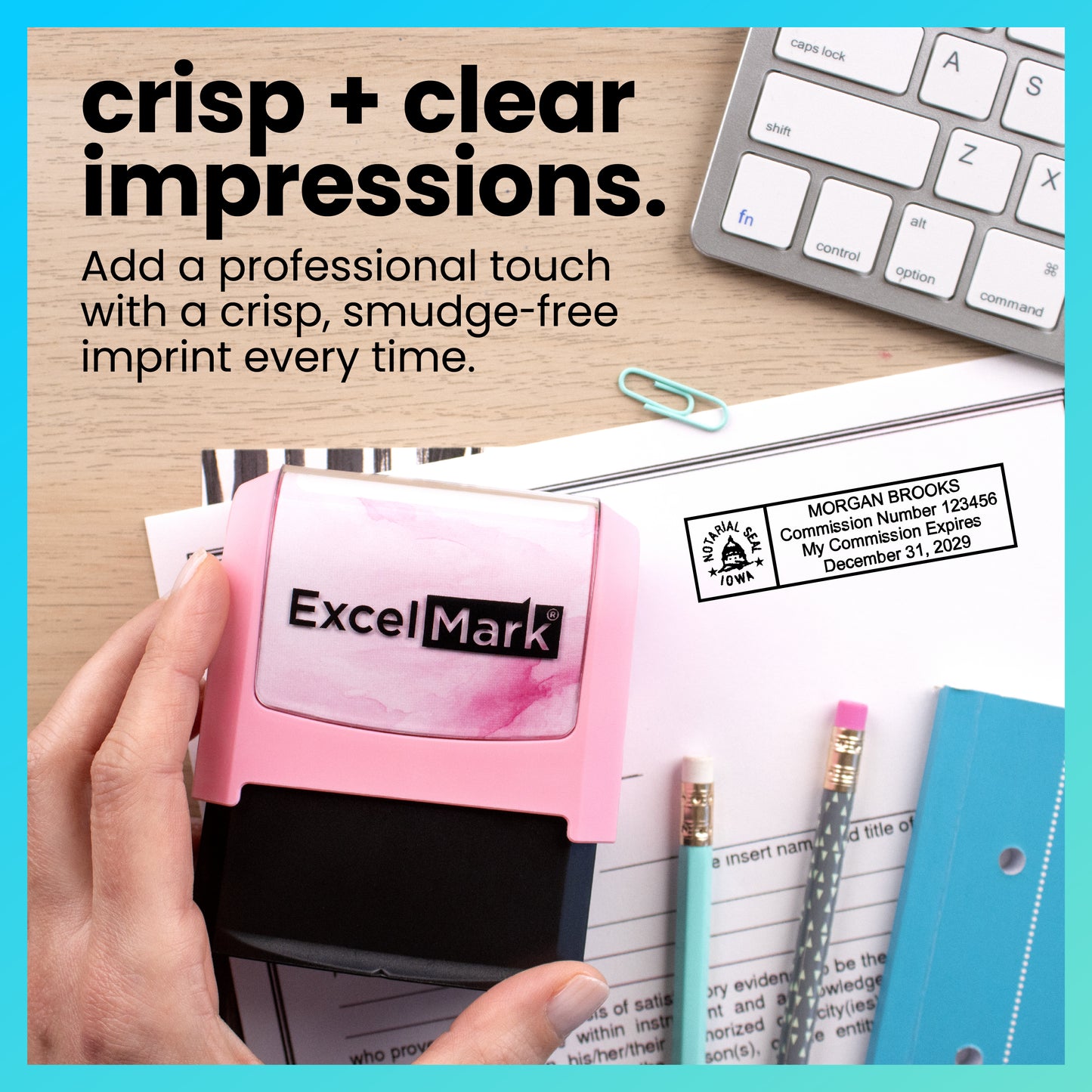 Pink Iowa Notary Stamp