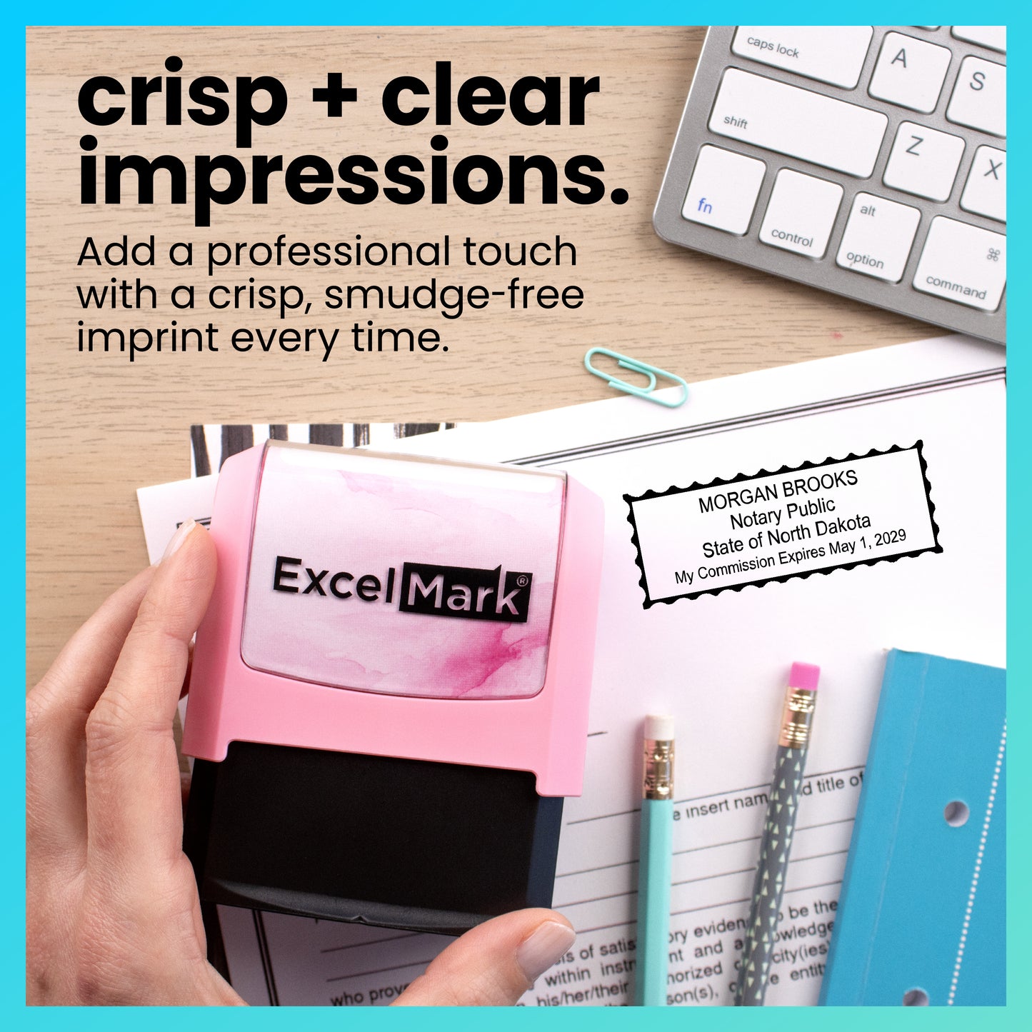 Pink North Dakota Notary Stamp