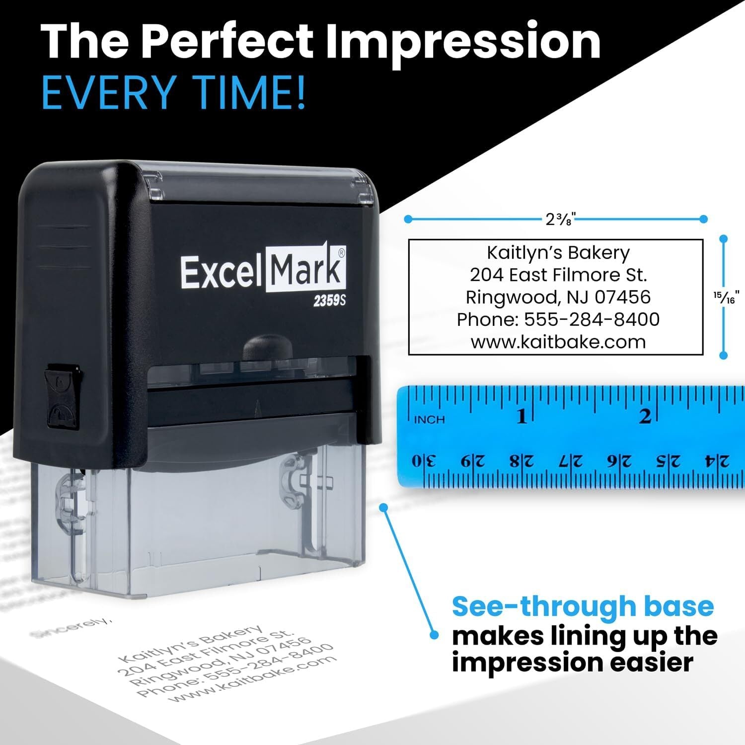 Custom Address Stamp - 20 Font Options - 3 Line Self-Inking Address Stamp -  Up to 3 Lines of Customized Text | Multiple Ink Color Options (Medium)