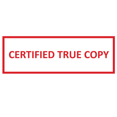 Box CERTIFIED TRUE COPY Stamp