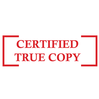 Bracket CERTIFIED TRUE COPY Stamp