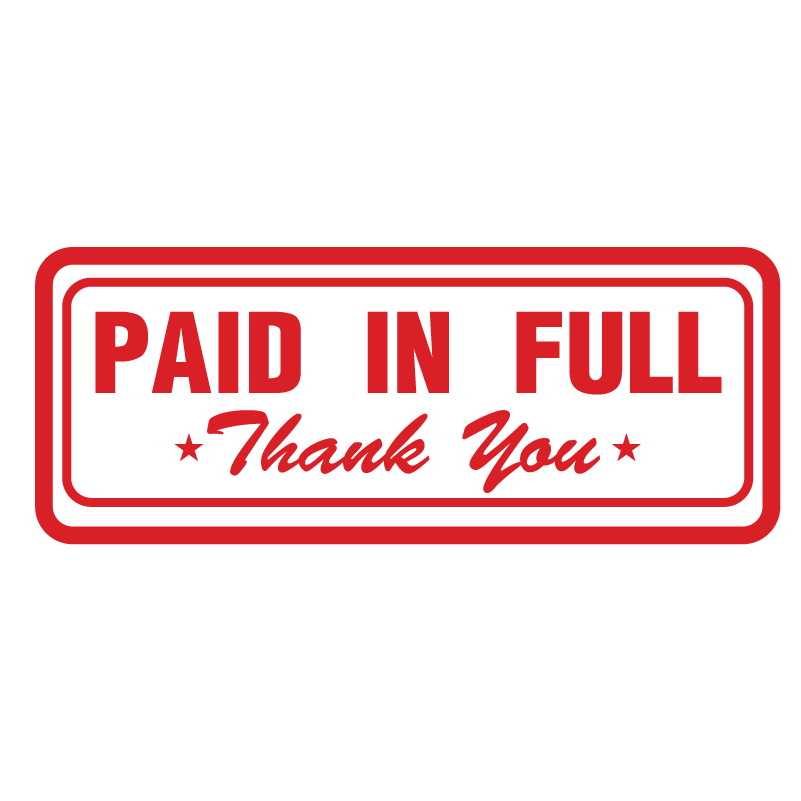 Box PAID IN FULL Thank You Stamp