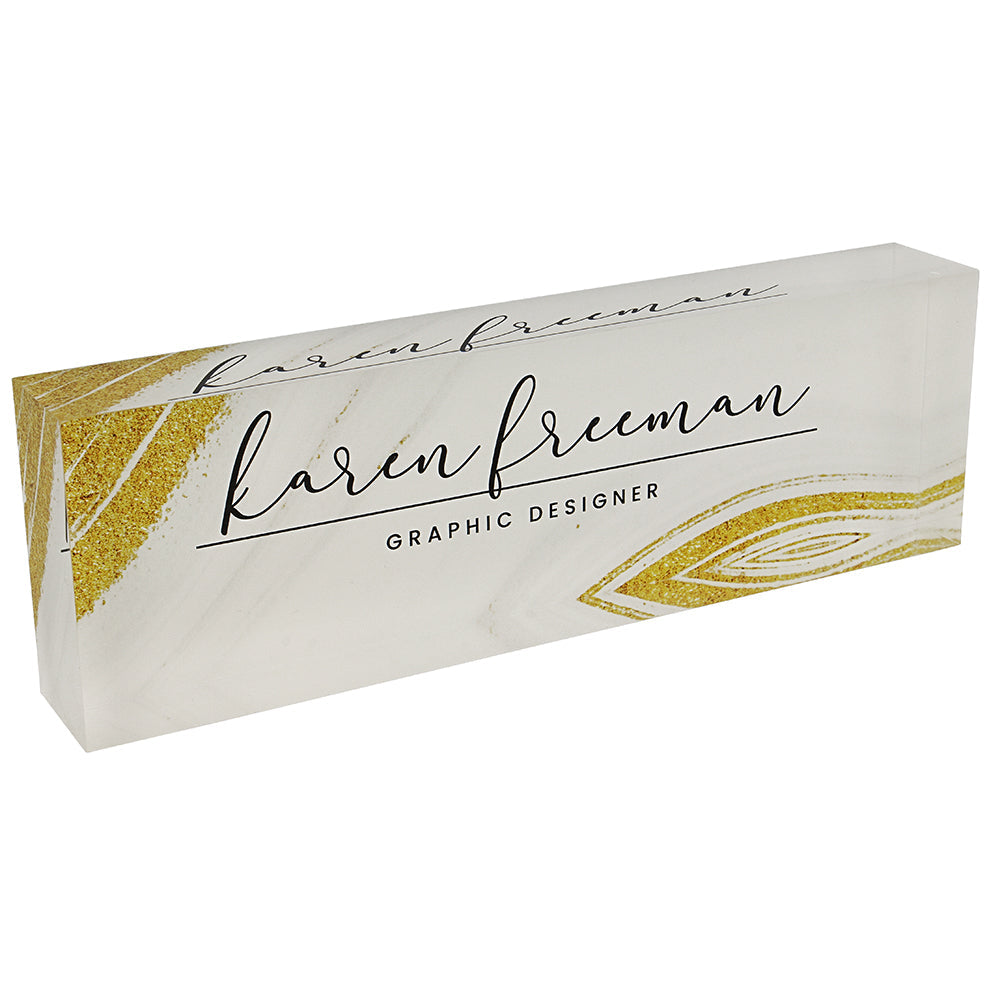 Marble Gold Acrylic Block Nameplate