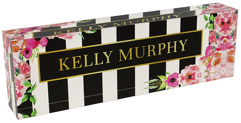 Floral Pink Acrylic Block Nameplate