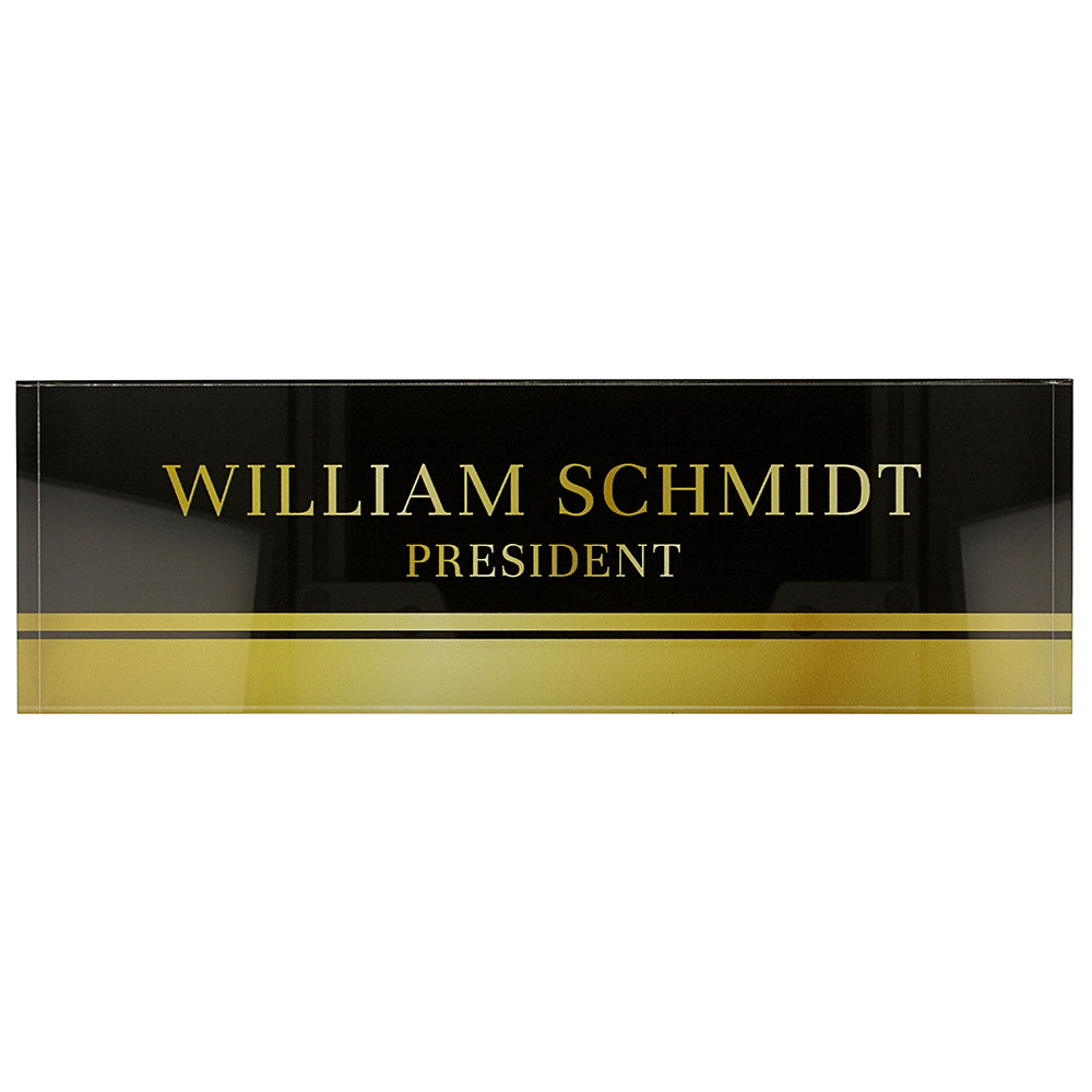 Black/Gold Acrylic Block Nameplate