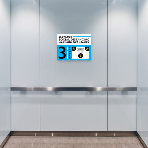 Maximum Occupancy of 3 Elevator Sign