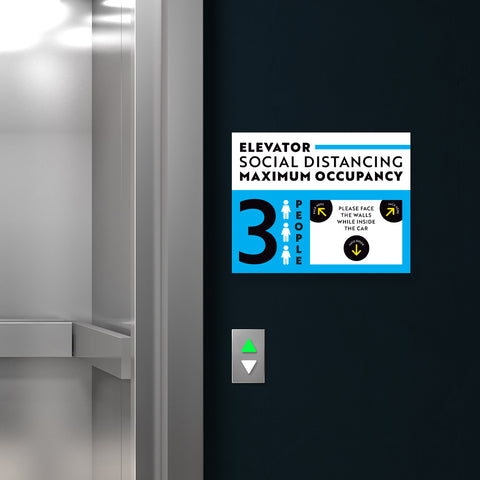 Maximum Occupancy of 3 Elevator Sign