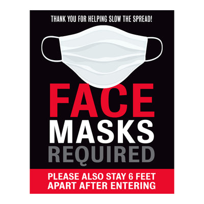 Face Masks Required & Six Feet Apart Sign