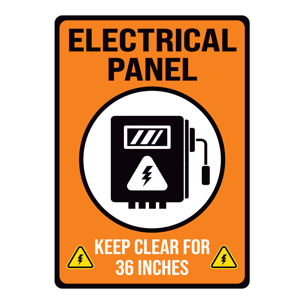 Orange Electrical Panel Keep Clear 36 Inches Warehouse Safety Sign