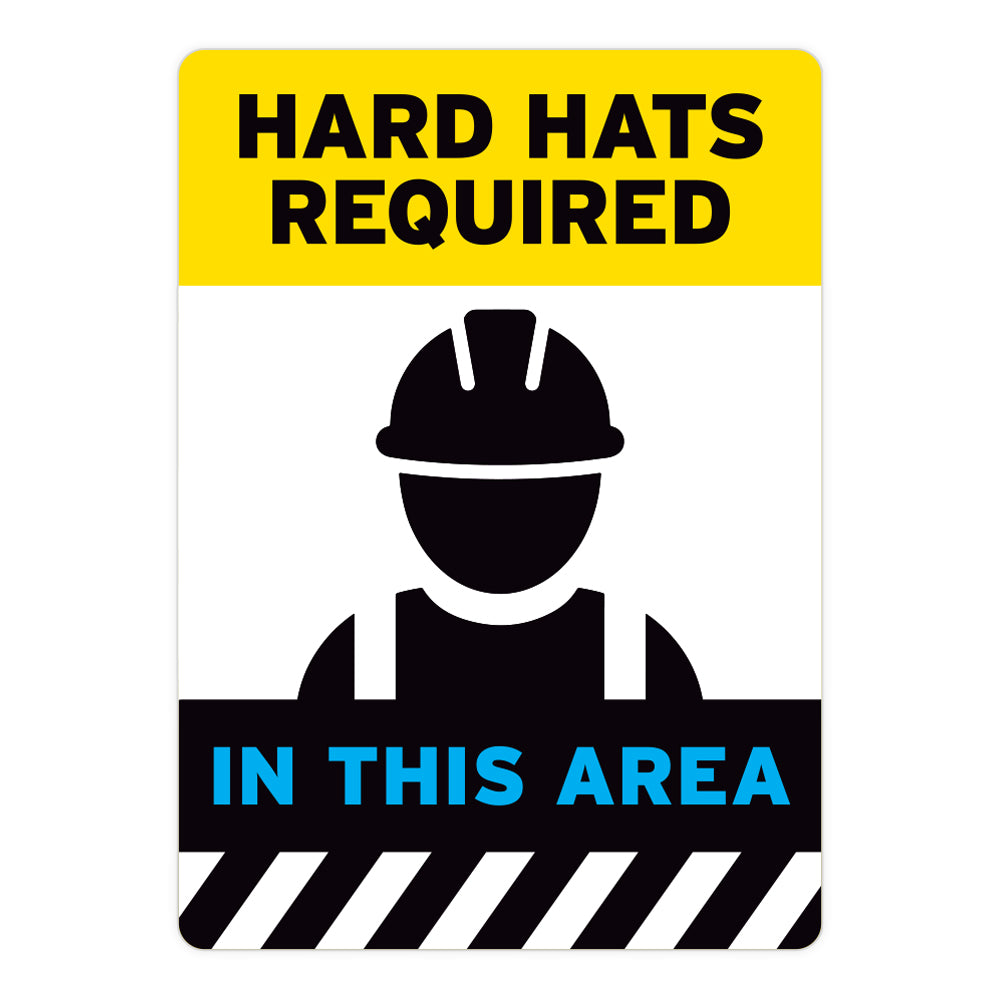 Yellow Hard Hats Required In This Area Warehouse Safety Sign