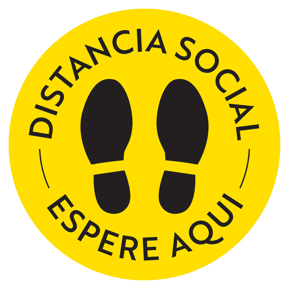 Etiquetas De Piso de Distancia Social De Pie Aquí Amarillo