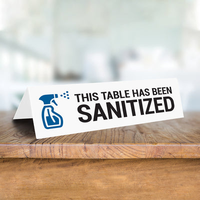 This Table Has Been Sanitized Tabletop Sign