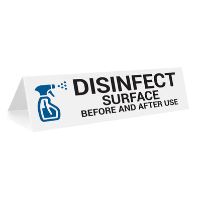 Disinfect Surface Before And After Use Tabletop Sign