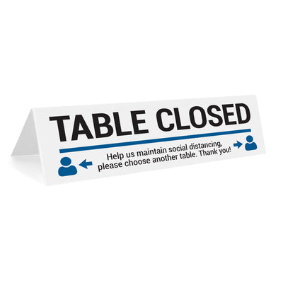 Table Closed Help Us Maintain Social Distancing Tabletop Sign