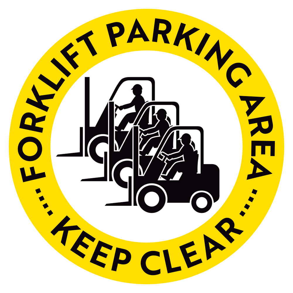 Forklift Parking Keep Clear 10x10 Inches, Floor Decal Anti-Slip Adhesive Floor Sign Made In USA By Sigo Signs