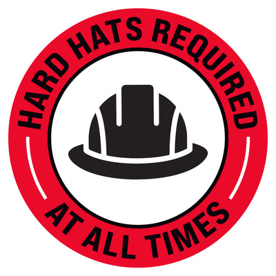 Hard Hats Required At All Times Floor Decal