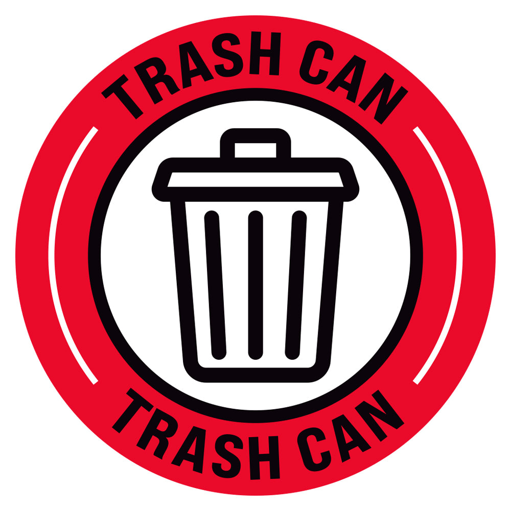 Red Trash Can Floor Decal
