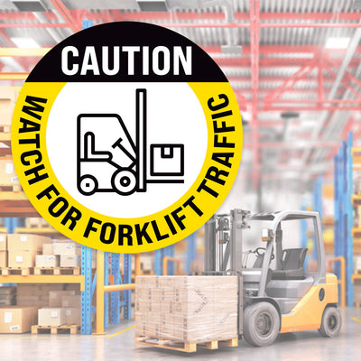 Caution Watch For Forklift Traffic Floor Decal