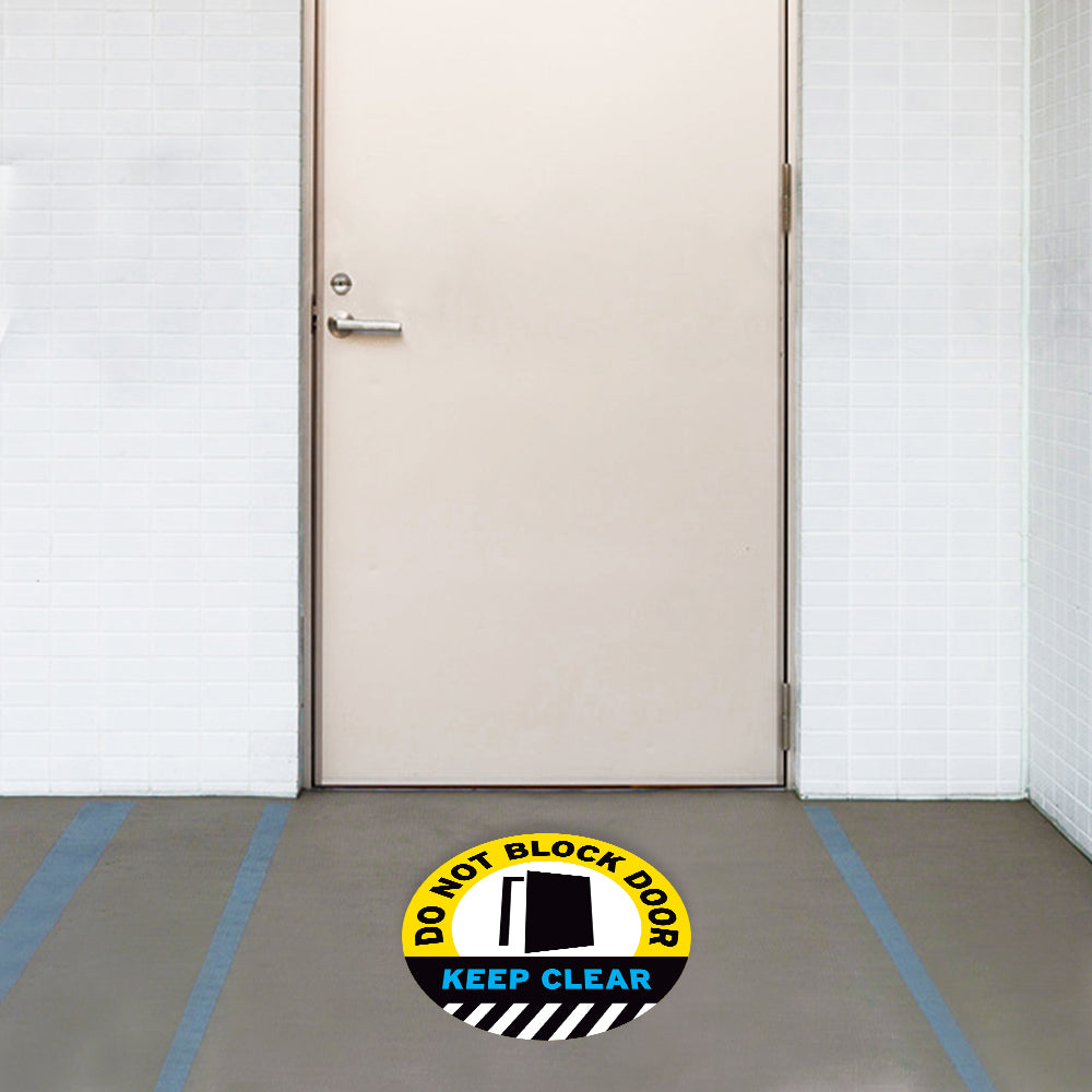 Yellow Do Not Block Door Keep Clear Floor Decal
