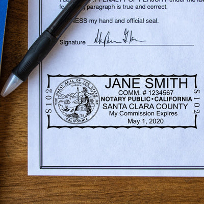 Pink California Notary Stamp